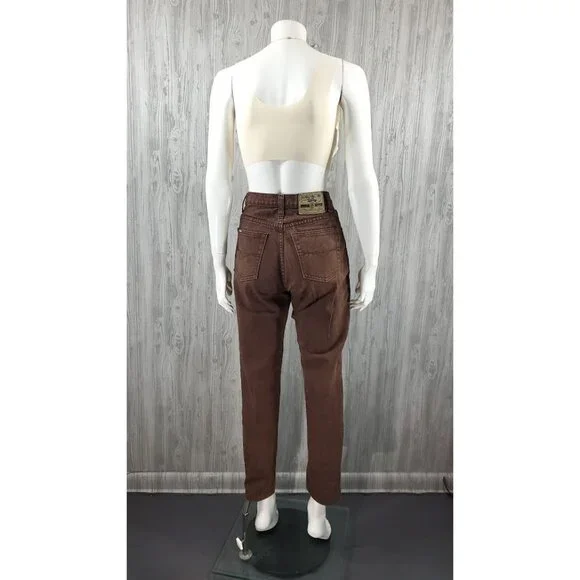 Vintage 90s Jordache Jean Mom Jean Tapered Leg High Waist Relaxed Brown Denim - Picture 3 of 8
